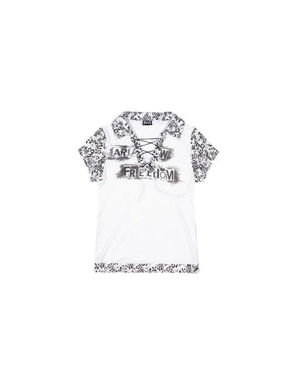 Polo Neck Collision Color Short Sleeve Top【s0000008468】