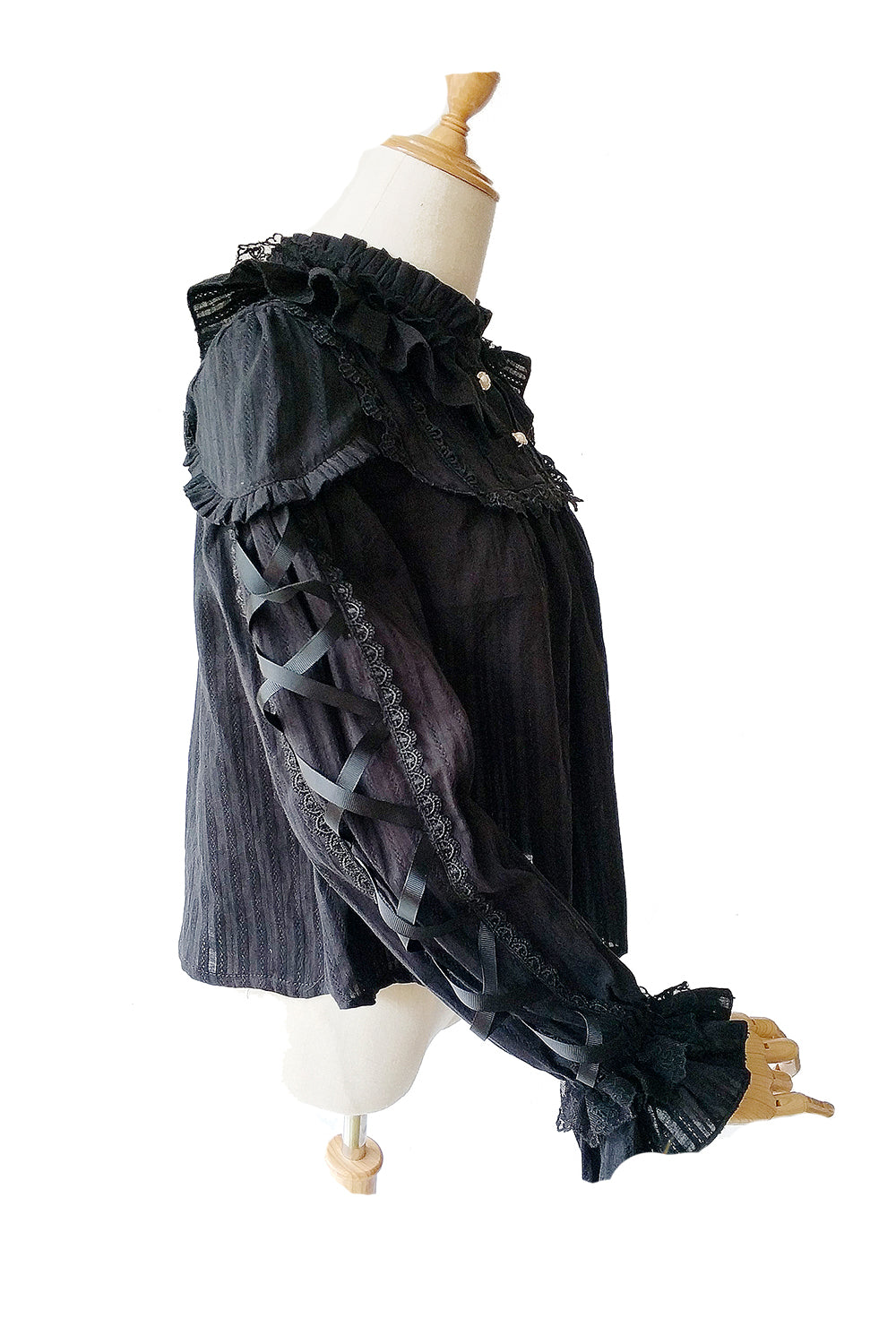 Infanta - Warm Tea - Cute Ribbon Long Sleeves Cotton Blouse