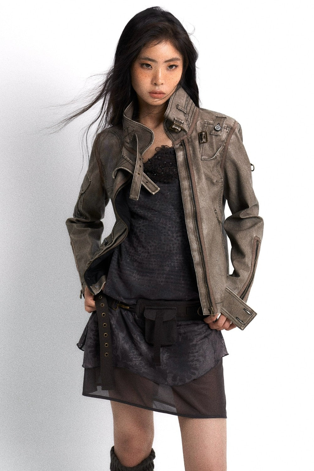 Light Buckled Leather Jacket