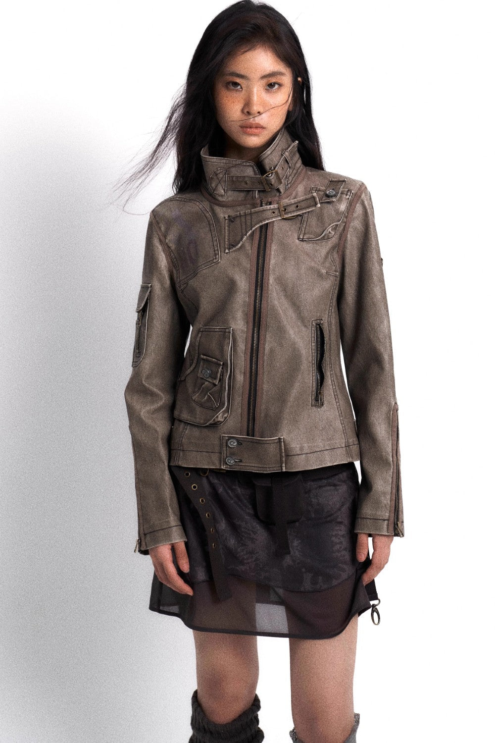 Light Buckled Leather Jacket