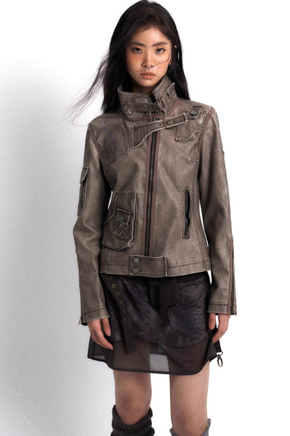Light Buckled Leather Jacket