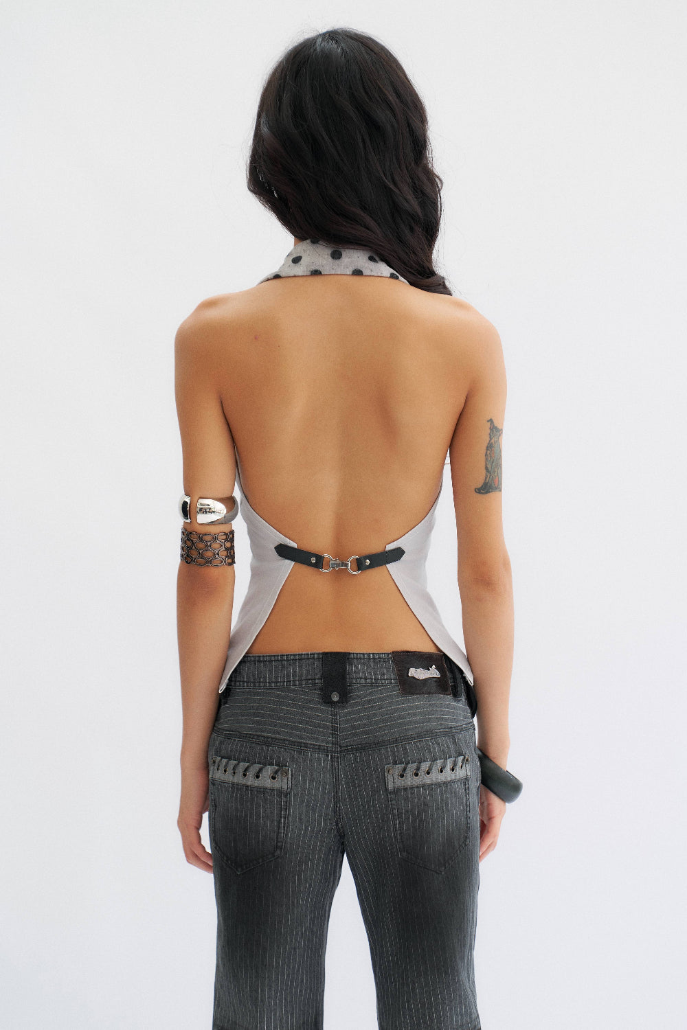 Lace-Up Polka Dot Top