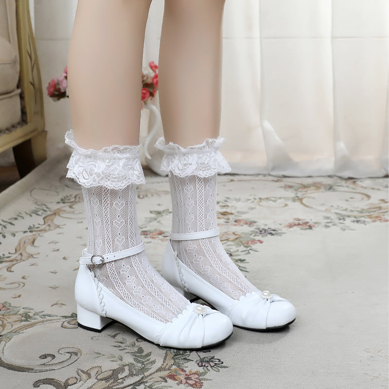 Sosic - Shell Dew - Sweet Lolita Bow Round Toe Shoes