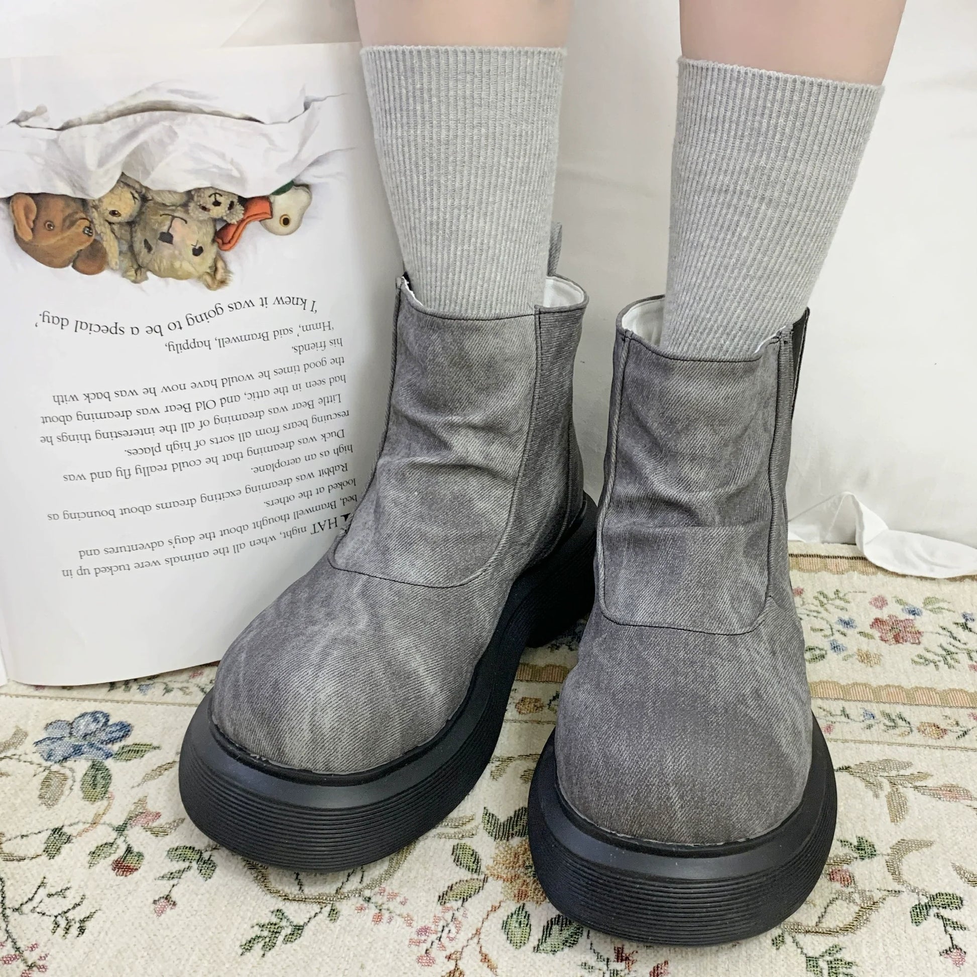 Dolly Doll - Ponyo - Winter Casual Lolita Boots Bow Thick Sole Shoes