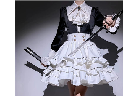 SilentMars - Law of the Fallen Moon - Retro Lolita Vest Coat Suit Knight Style Skirt