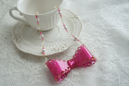 Cat Tea Party - Sweet Lolita Bow Ring and Necklace