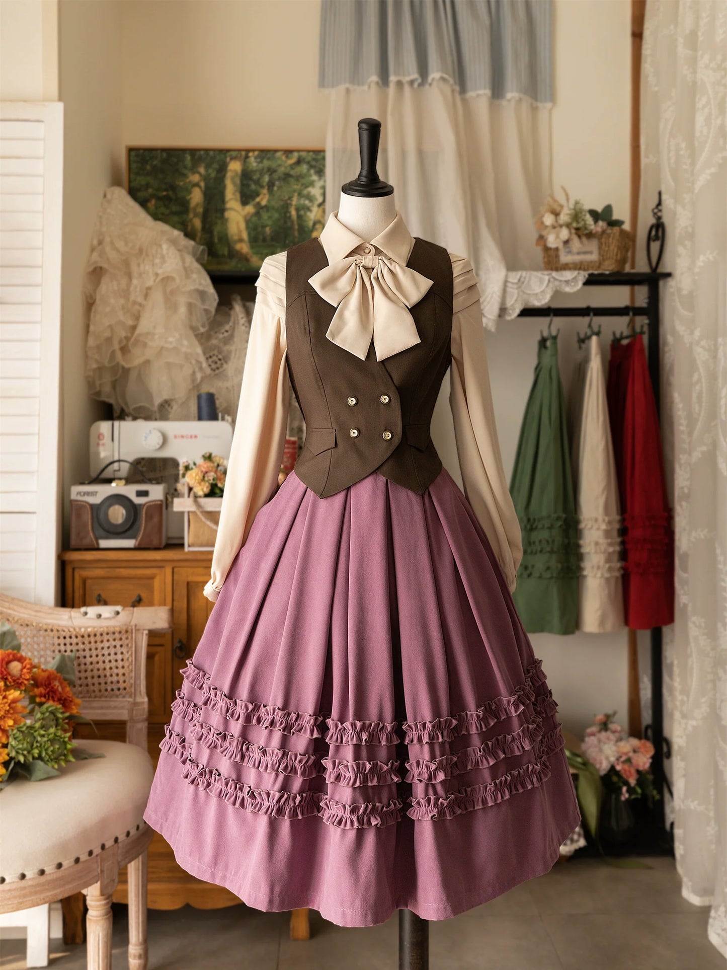 Forest Wardrobe - Forest Basket - Elegant Lolita Vest V Collar Retro Waistcoat