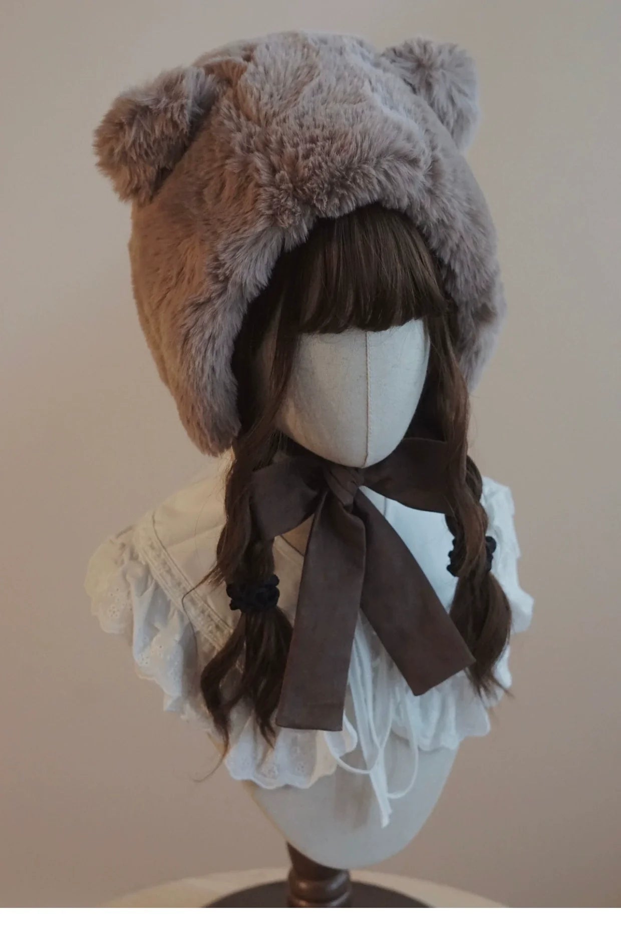 Besozealous - Winter Lolita Hat Bear Ears Hooded Hat