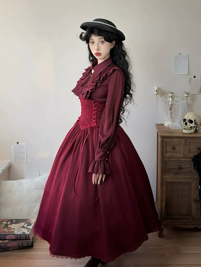 Forest Song - Astris - Reversible Classic Lolita High Waist Fishbone Skirt