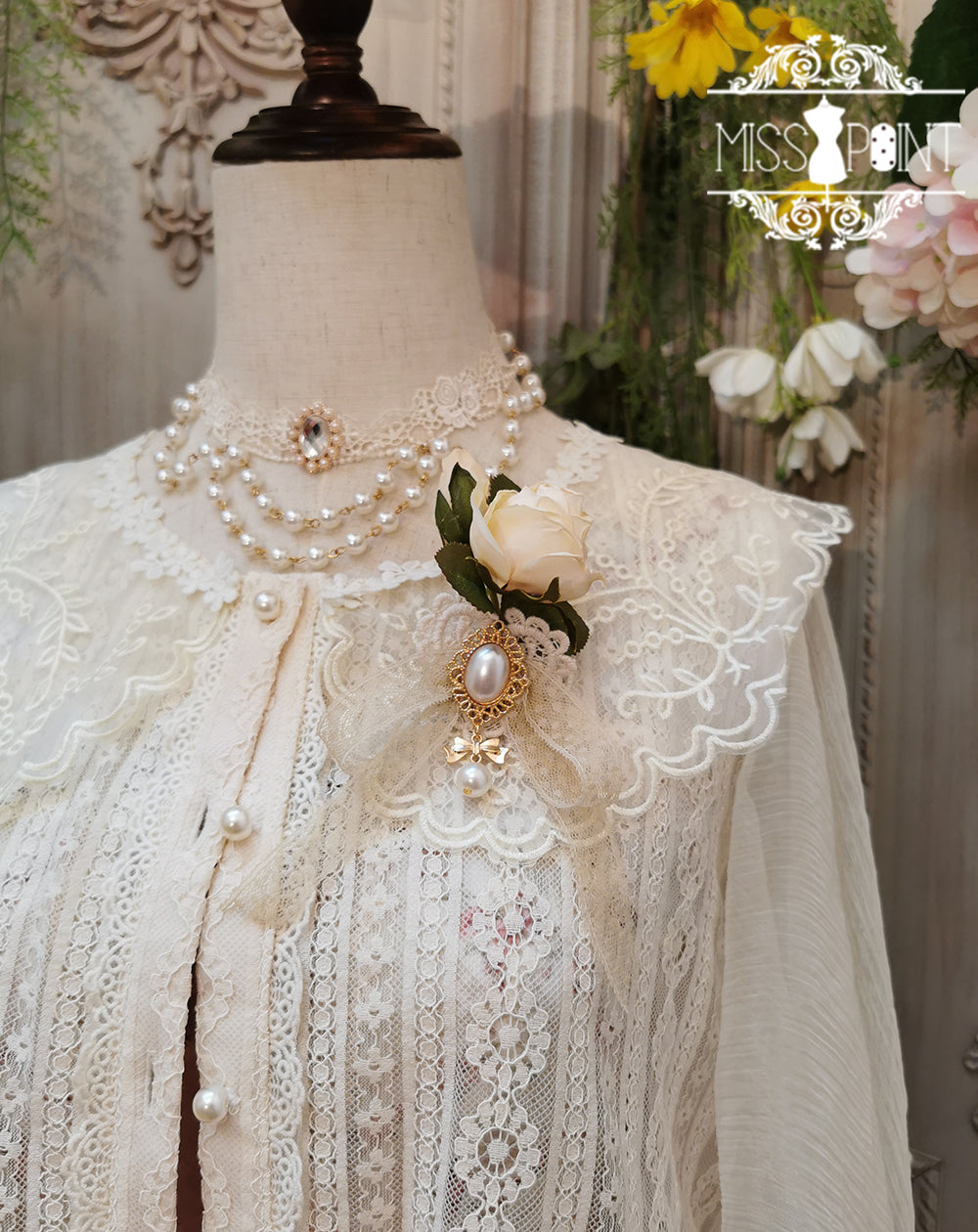 Miss Point - Woody Rose - Lolita Headband Flower Brooch