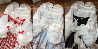 Flower Banquet - Sweet Lolita Blouse Embroidered Shirt with Long Sleeve