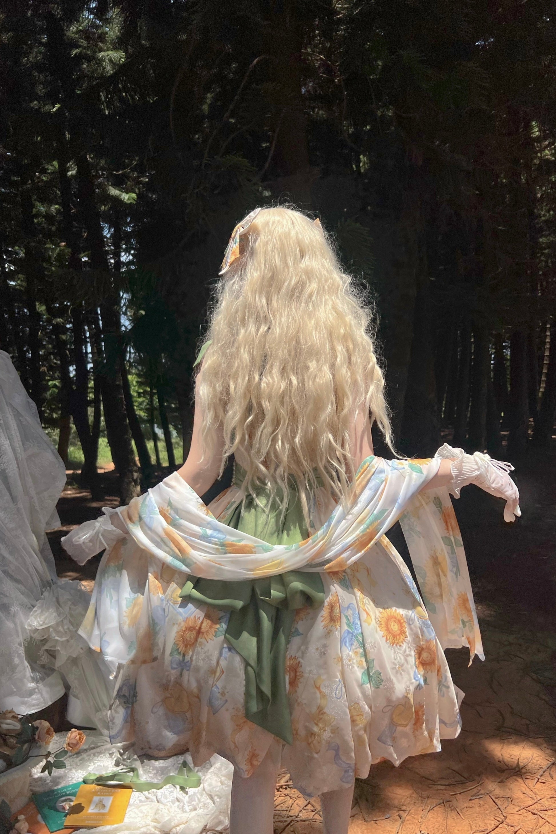 Akiyama Future Studio - Sunflower Print Lolita JSK Dress in Breathable Light Fabric