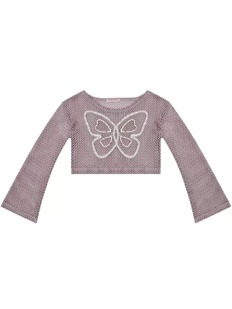 Butterfly short long sleeve knit【s0000007834】