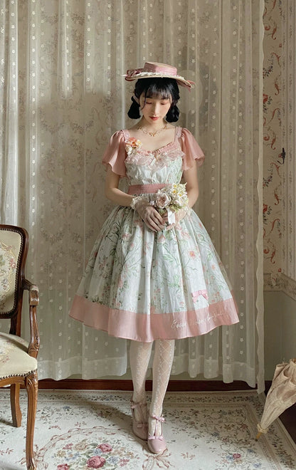 EESSILY - The Rose Dowry - Daily Cotton Lolita OP Dress V-neck Dress