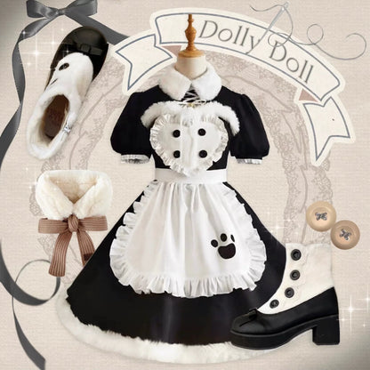 Dolly Doll - Winter Lolita Boots Fur Mary Jane Lolita Low Heel Shoes