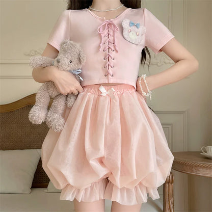Sugar Girl - Casual Lolita Bloomer Solid Color Organza Shorts Bloomers