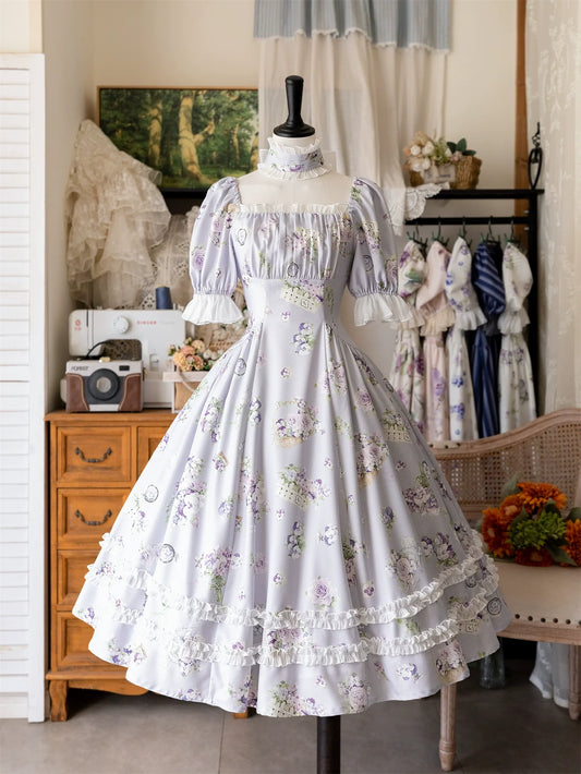 Forest Wardrobe - Forest Basket - Classic Lolita OP Dress Floral Print