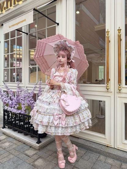 Hanguliang - Candlelight Sonata - Sweet Lolita Long Sleeve OP, Tiered Ruffles