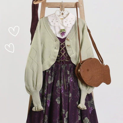 MIST - Cookie - Vintage Lolita Cardigan Short Sweater Multicolors