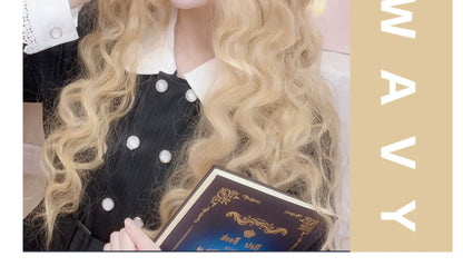 Sinwavy - Black Gold Girl - Elegant Lolita Wig Golden Long Curly Hair