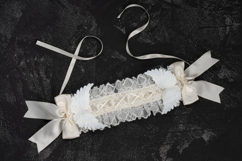 Strange Sugar - Gothic Lolita White Lace Angel Wings Hairband