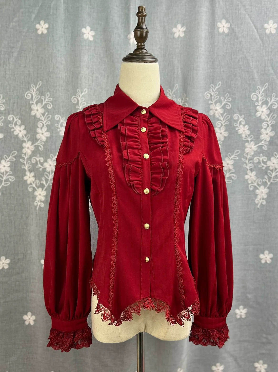 DMFS Lolita - Night Banquet - Pointed Collar Classic Lolita Shirt, Long Sleeve