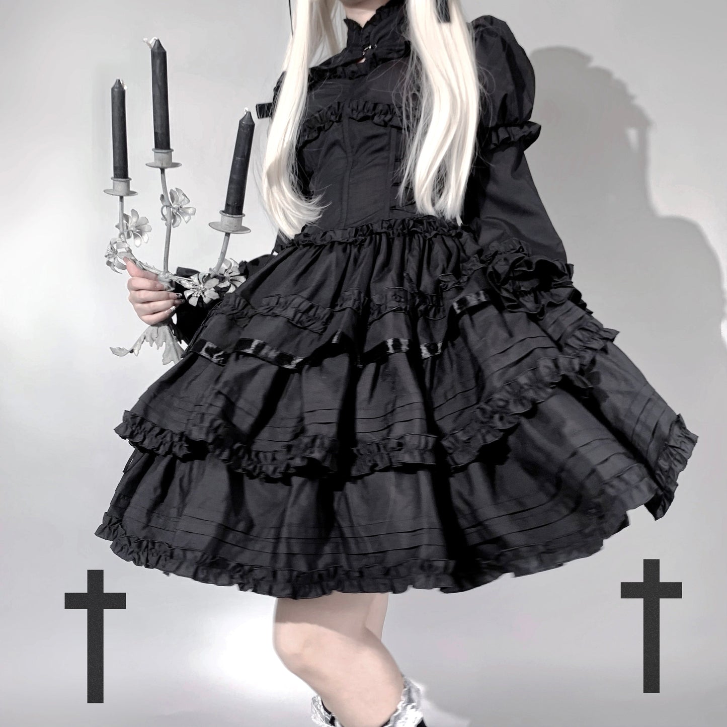 Mengfuzi - LiLith - Christmas Gothic Lolita JSK Dress, Short Sleeve Bolero