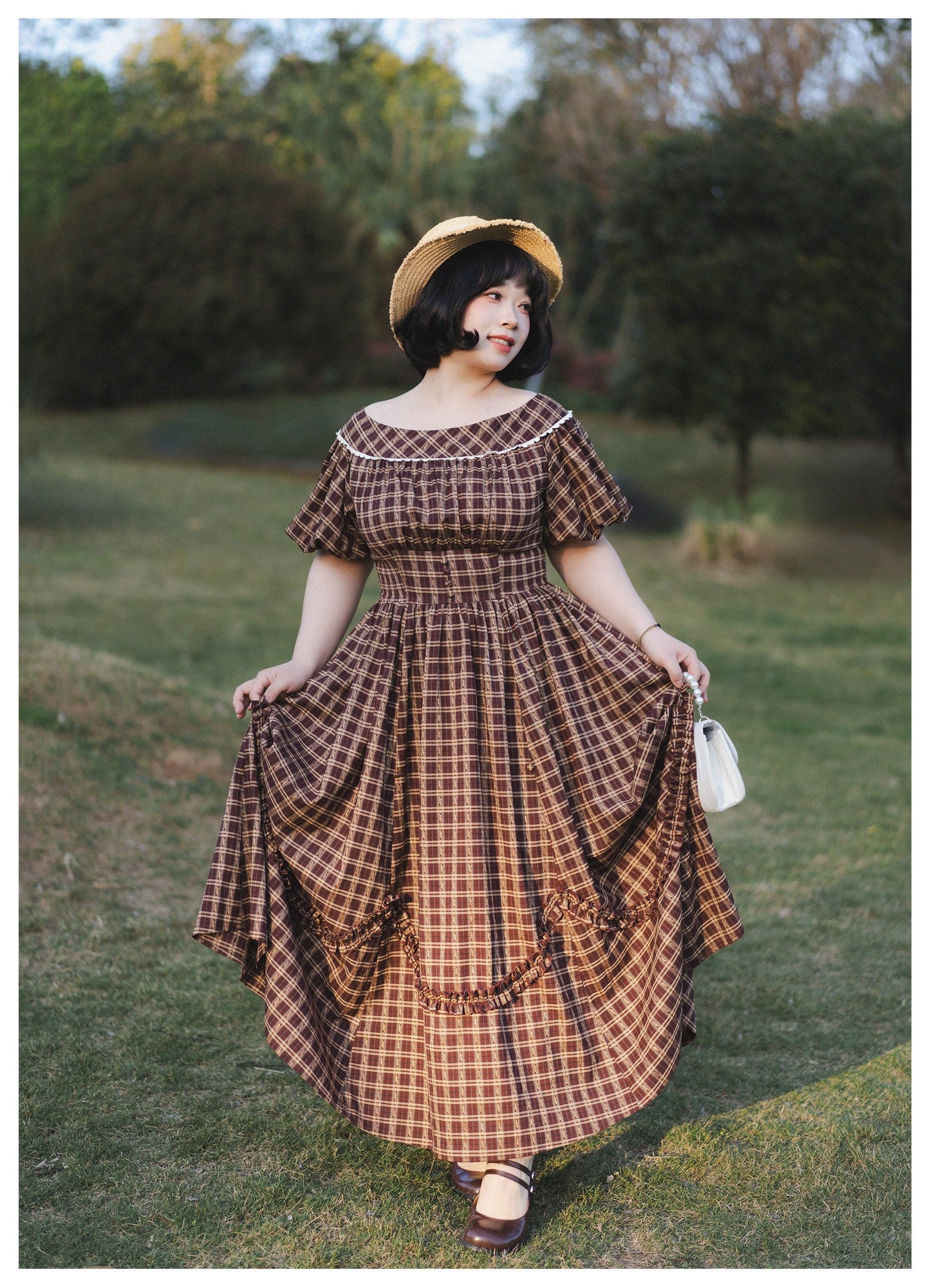 Forest Wardrobe - Forest Picnic - Classic Lolita OP Dress with Off-Shoulder and Lifting Hem