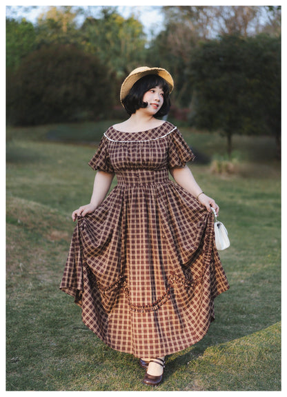 Forest Wardrobe - Forest Picnic - Classic Lolita OP Dress with Off-Shoulder and Lifting Hem
