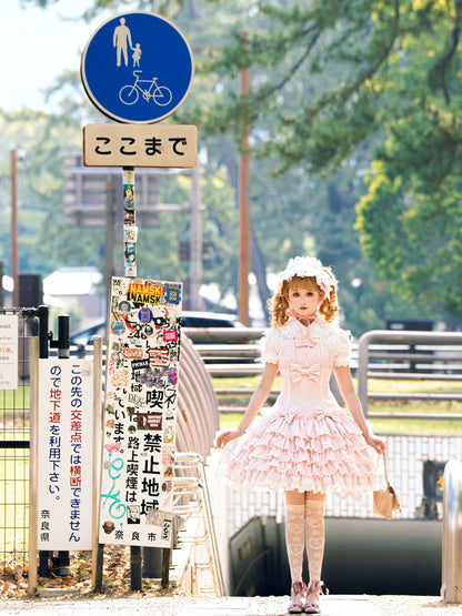 Nn Star - Half Sugar Ism - Sweet Lolita JSK Low Waist Dress With Tiered Hem