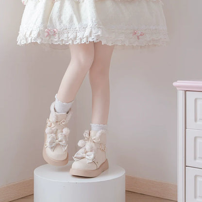 Beauty Bunny - Milk Bear - Winter Lolita Shoes Thick Sole Fleece Snow Boots