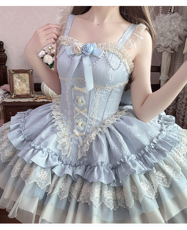 ZhiJinYuan - Fleeting Dreams - Ballet Style Sweet Lolita Mini JSK with Choker
