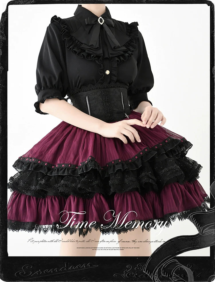 Time Memory - Earl Girl - Chiffon Classic Lolita Shirt, Mid-Length Mutton Sleeves