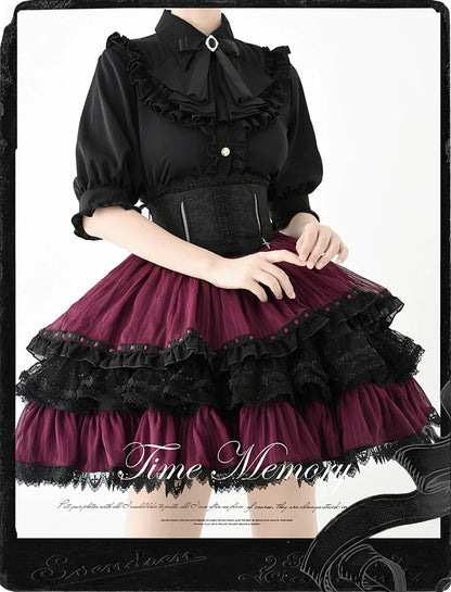 Time Memory - Earl Girl - Chiffon Classic Lolita Shirt, Mid-Length Mutton Sleeves