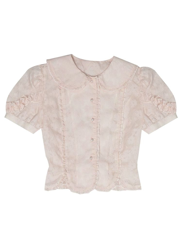 Puff sleeve short sleeve shirt【s0000008724】