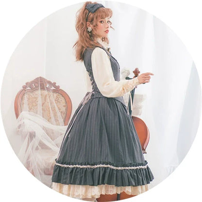 Miss Point - Rose Doll - Elegant Lolita Striped Fishbone Skirt