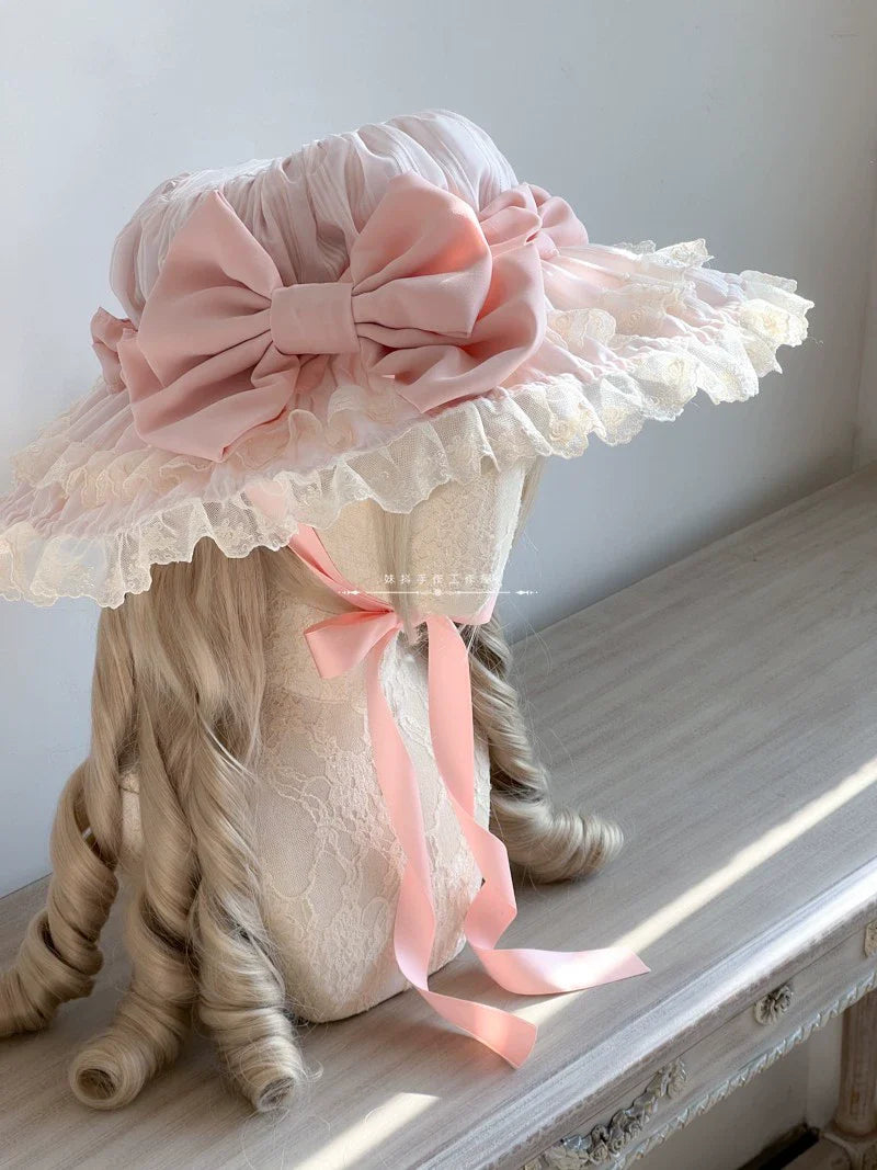 MAID - Vintage Lolita Hat Striped Lace Hat
