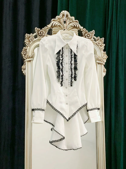 Little Dipper - Cold Rice - Ouji Lolita Shirt With Spiderweb Pattern in Several Versions