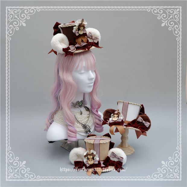 Fox cherry-Super Cute Lolita Bear Ears Top Hat Multicolors