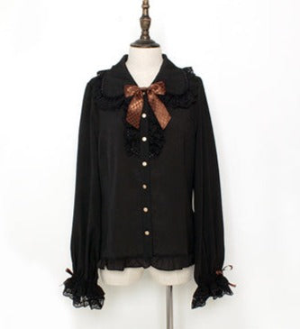 Pumpkin Cat - Chocolate Heart - Sweet Lolita Long Sleeve Blouse Multicolors