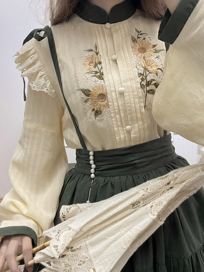 Meow Jun - Sunflower Appointment - Chinese Style Skirt and Blouse