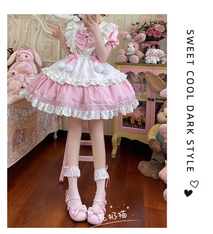 Hua Nai Cat - Sweet Cotton Lolita Socks Mid-Calf Socks with Lace and Bow