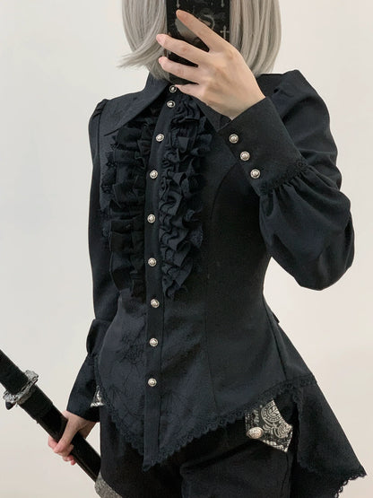 Little Dipper - Cold Rice - Ouji Lolita Shirt With Spiderweb Pattern in Several Versions