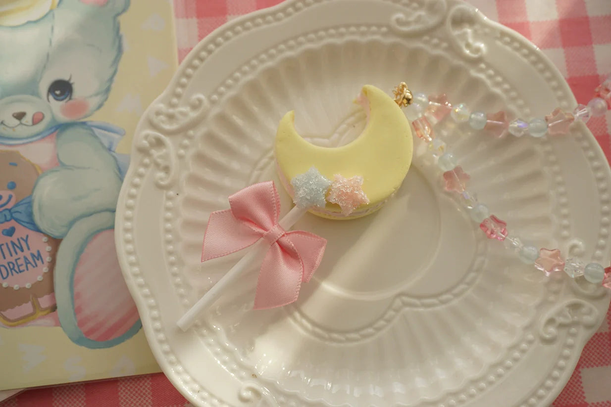 Cat Tea Party - Kwaii Lolita Accessories Moon Lollipop Clay Necklace Ring