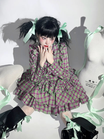 CATCOCOON - Humanoid Gift Box - Christmas Plaid Lolita Blouse & SK