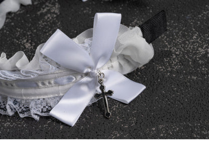 Strange Sugar - Gothic Lolita White Ruffle Hairband
