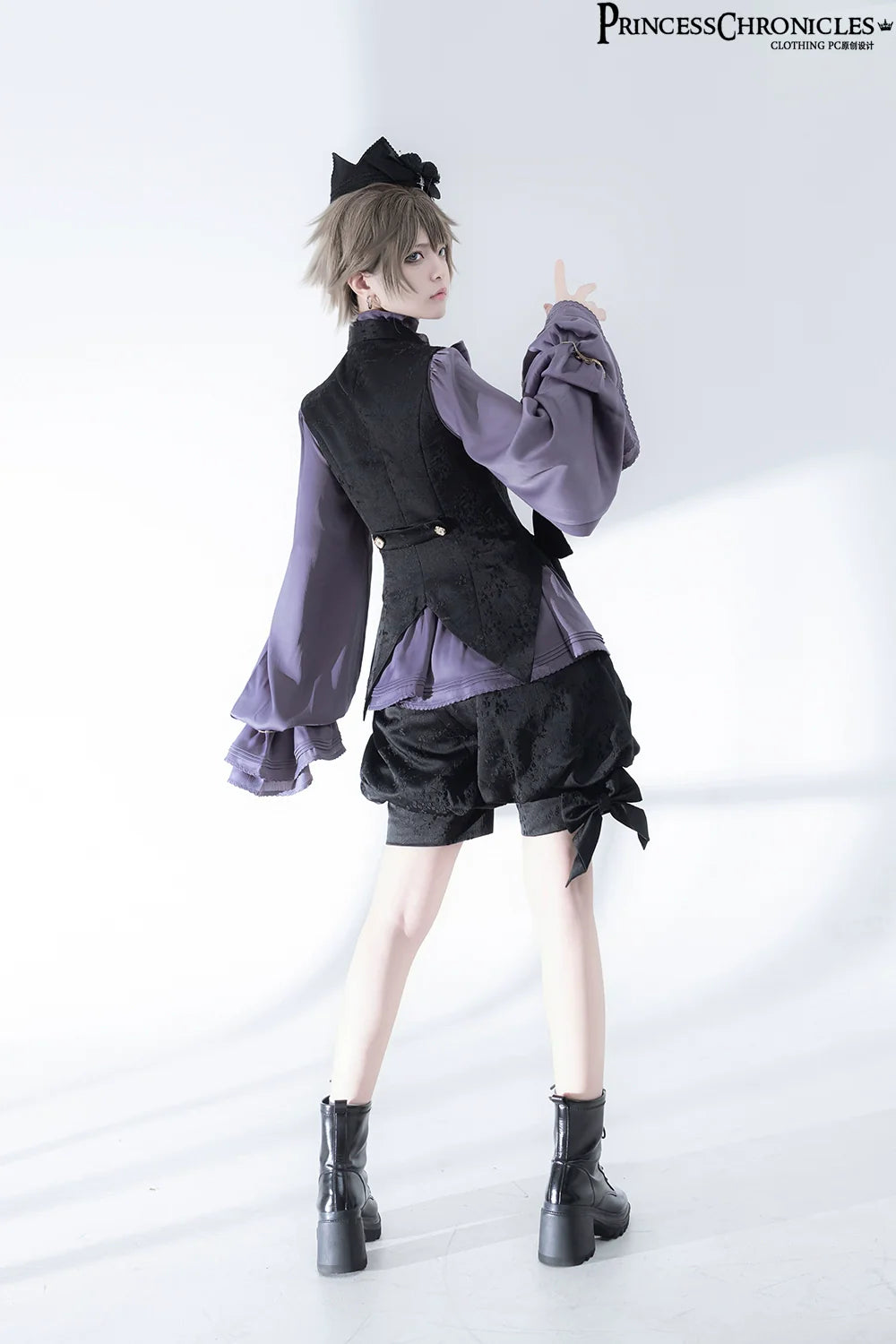 Princess Chronicles - Rabbit Hunt 2.0 - Ouji Lolita Retro Cool Purple Shirt & Shorts Set