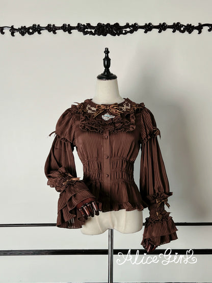 Alice Girl - Bear Chocolate Bar - Kawaii Lolita Blouse, Long Sleeve