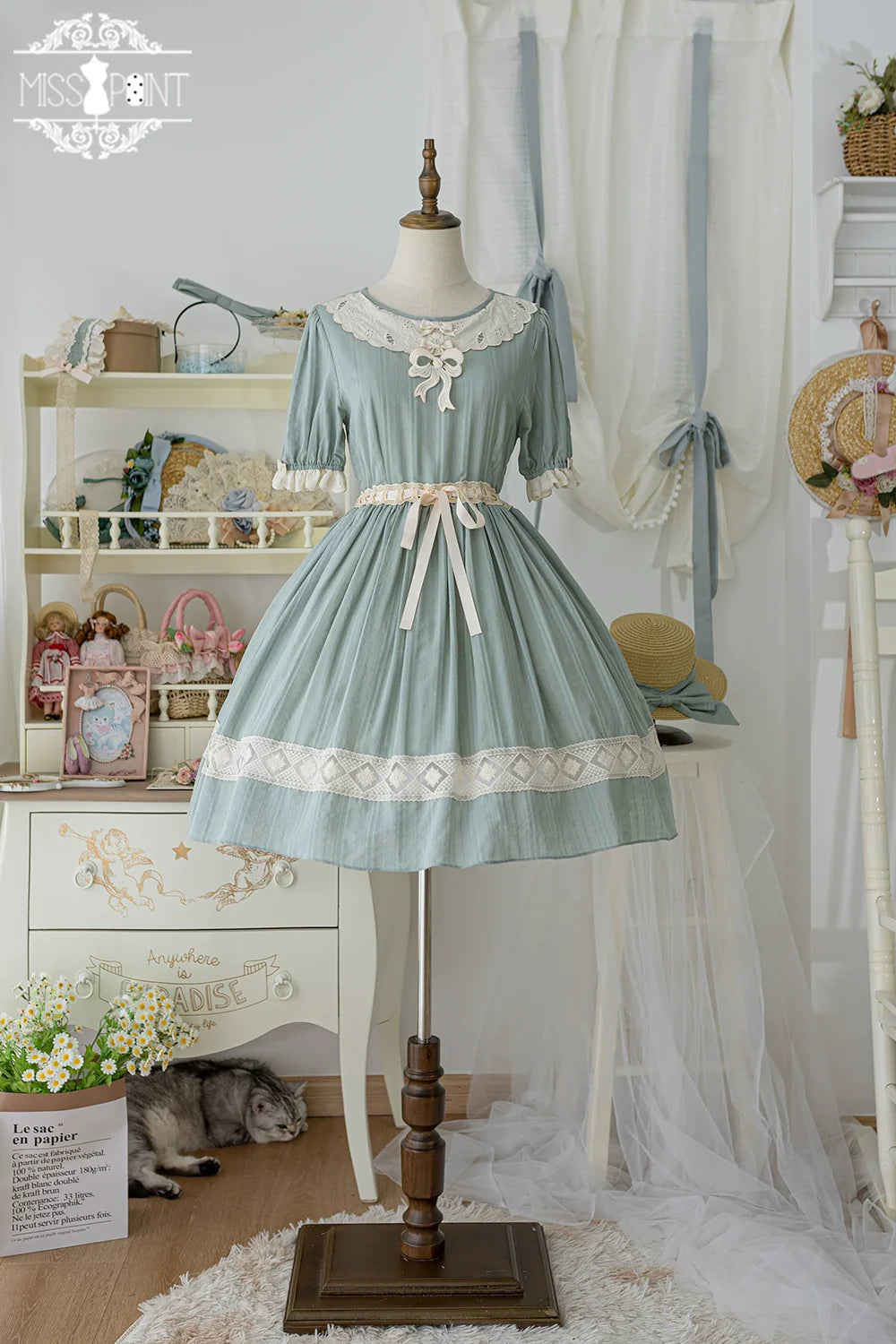 Miss Point - Customized Elegant Lolita OP Dress Cute Daily Girl Short Lolita Dress