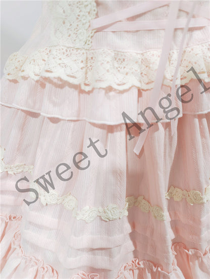 Sweet Angel - Balletcore Sweet Lolita Pink Dress Set